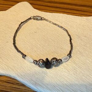 Elegant Silver and Black Beaded Bracelet